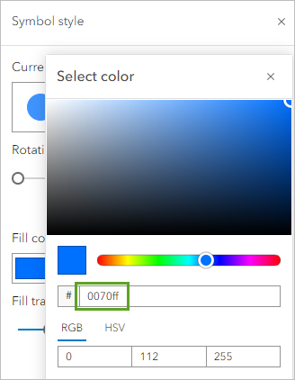 Symbol color set to blue Symbol color set to blue